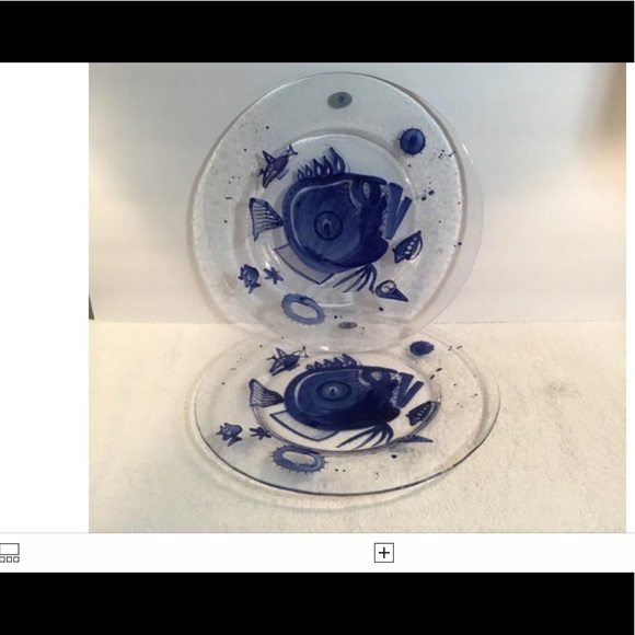 ‼️SORRY PRICE IS FIRM‼️🐟🐠GLITZER GERMAN HAND PAINTED GLASS PLATES🐠🐟 - Picture 3 of 4